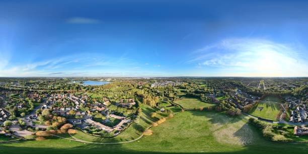 360  view over Milton Keynes Woolstone Park and Willen Lake