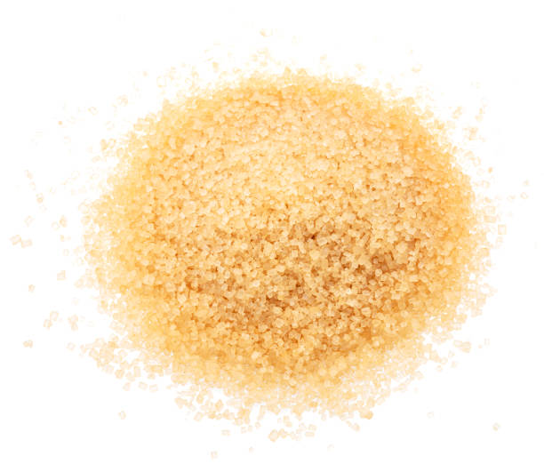 istock Pile of light brown sugar, isolated on white background. Top view. 2177206156