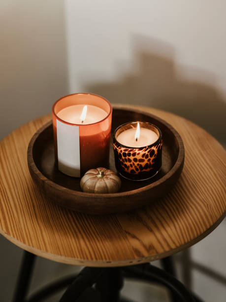 Autumn candlelight still life indoors