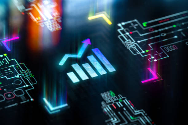 istock Trading chart icon on futuristic digital display 2177208416