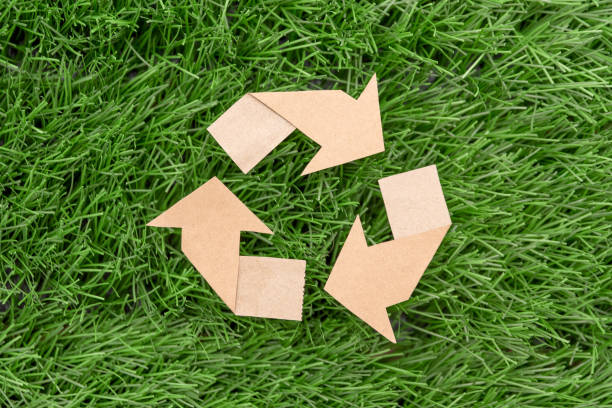 istock Cardboard Recycling Symbol on Green Grass, Environmental Conservation and Sustainability concept 2177217681