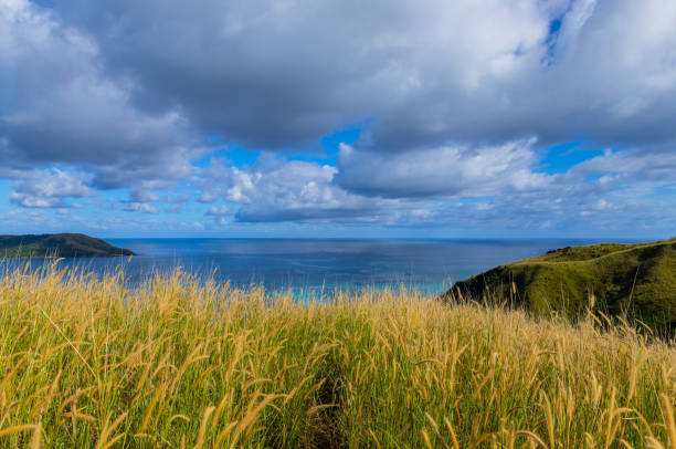 Top view of Nacula island, Yasawa island group, Fiji, South Pacific islands,