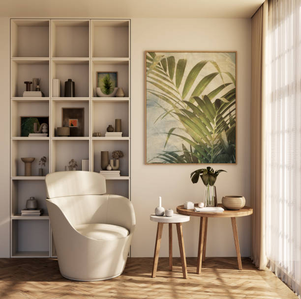istock Large luxury modern bright interiors Living room mockup illustration 3D rendering image 2177221067