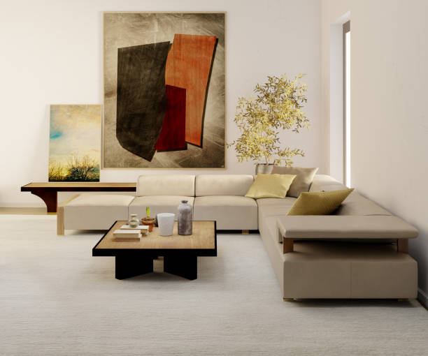 istock Large luxury modern bright interiors Living room mockup illustration 3D rendering image 2177222067