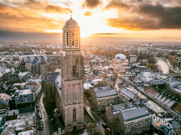 istock Zwolle Peperbus church tower during a cold winter sunrise 2177222843