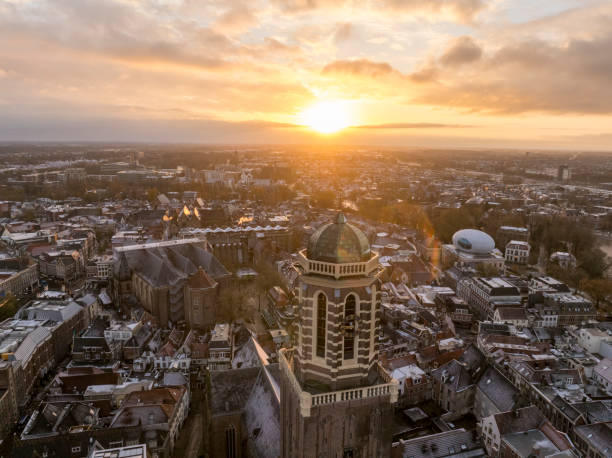 istock Zwolle Peperbus church tower during a cold winter sunrise 2177222865