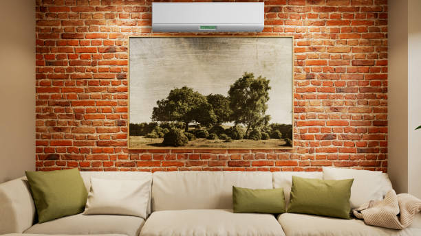 istock modern bright interiors room with air conditioning and remote control illustration 3D rendering 2177224841