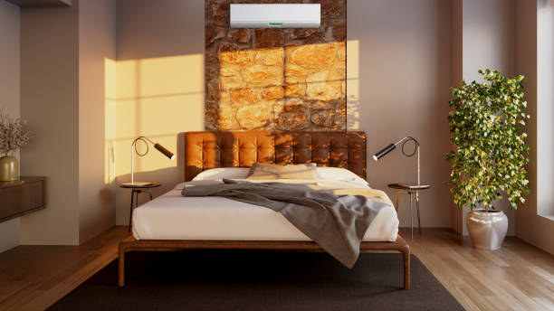 istock modern bright interiors room with air conditioning and remote control illustration 3D rendering 2177224976