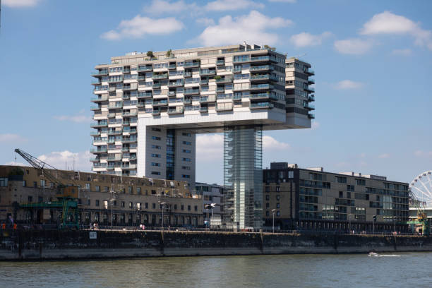 Cologne, Germany - August 11 2024: View of the Kranhaus modern buildings, cityscape of Cologne