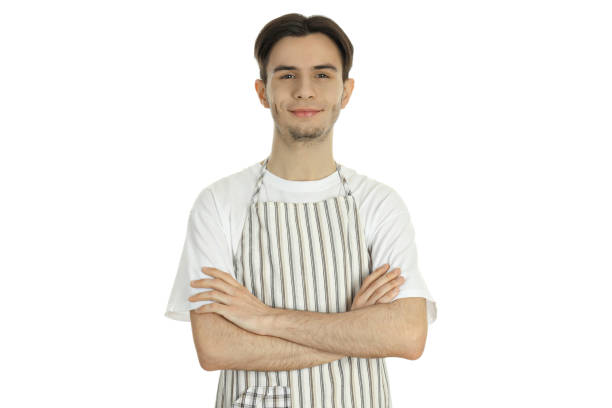 istock Concept of cooking with young attractive man isolated on white background 2177229945