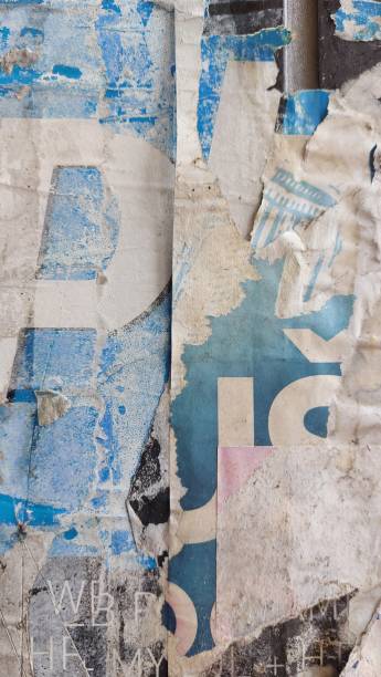 istock Torn street poster background. Ripped old paper collage backdrop 2177232944
