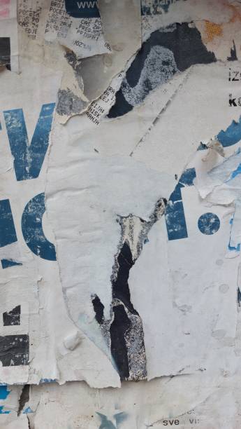 istock Torn street poster background. Ripped old paper collage backdrop 2177232960