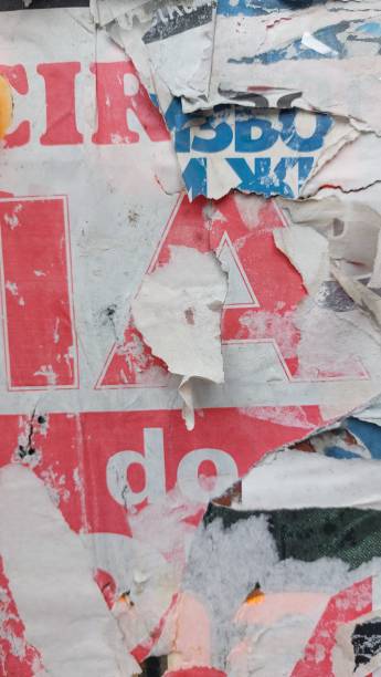 istock Torn street poster background. Ripped old paper collage backdrop 2177232964