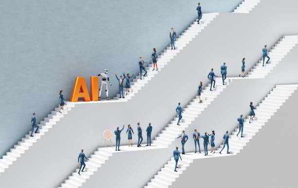 istock AI technology in finance. Robot is being presented to business people. Abstract environment representing career, success in business, start up, professional perspectives. 3D rendering 2177233430