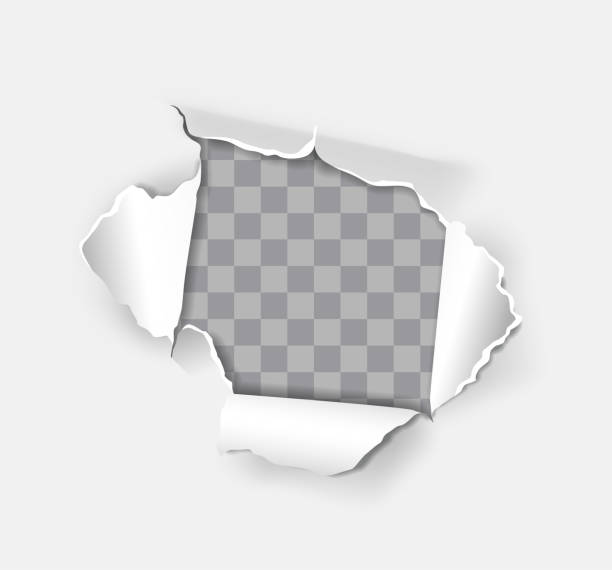 istock Torn paper effect. Handmade blank cardboard paper with torn hole. Announcement and outdoor advertising. Frame with copy space. Realistic vector illustration 2177234059