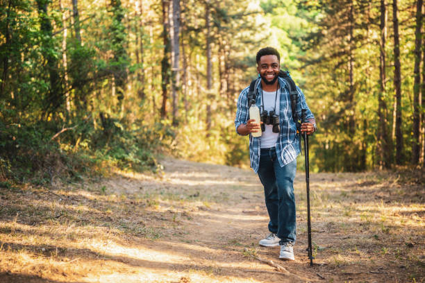istock Man hiking  and  drinking energy drink 2177239527