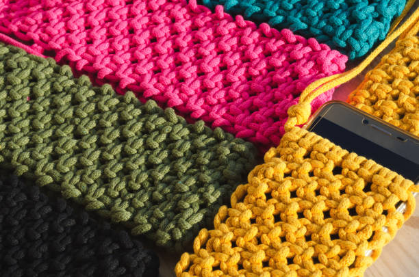 istock Handmade concept, hobby, background, fashionable online knitting course. 2177243692