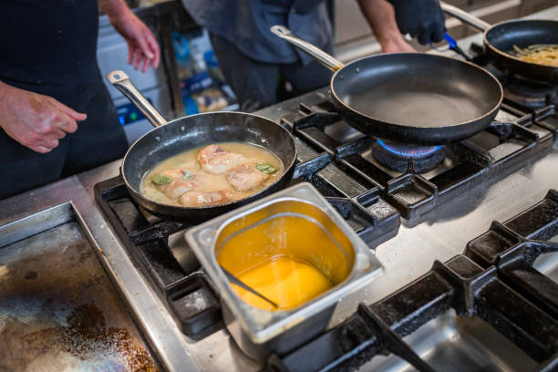 istock Professional Chef Cooking Chicken in a Busy Kitchen 2177247473