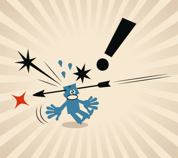 An arrow hit a blue man in the head Blue Cartoon Characters Design Vector Art Illustration.
An arrow hit a blue man in the head. sports head injury stock illustrations