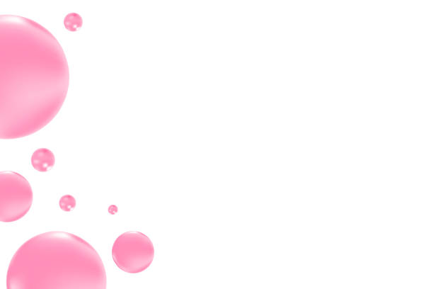 istock Glowing pink liquid bubbles or fluid jelly droplets isolated on transparent background. Aesthetic composition for cosmetology, beauty science, skin care molecular concept. 2177250688