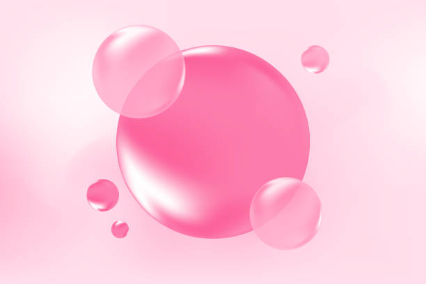 istock Glowing pink liquid bubbles or fluid jelly droplets isolated on transparent background. Aesthetic composition for cosmetology, beauty science, skin care molecular concept. 2177250827