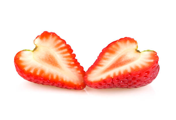 Sweet strawberry on white background. Natural strawberry. Macro.