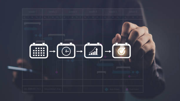 istock Business Success Effective Planning, Time Management and Goal Setting, Featuring a calendar with scheduled events and project timelines. Strategic planning, efficient time management and goal. 2177255043
