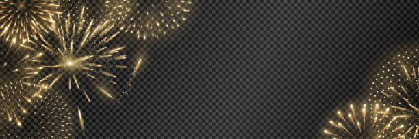 istock Shiny golden fireworks explosion isolated. Holiday decoration for Christmas and New year party. Festive background for birthday invitations, wedding, diwali banners. Easy to change colours. Vector. 2177255458