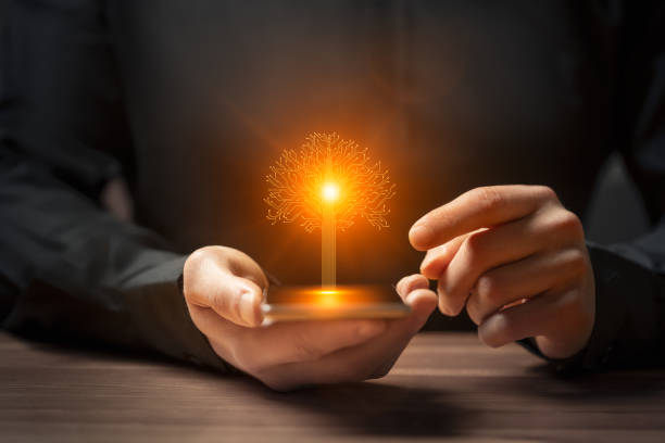 istock Artificial intelligence new life tree symbol on smartphone in hand 2177261746