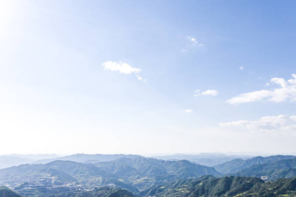 Blue sky and white clouds,Chinese mountain ranges,China,Asia.