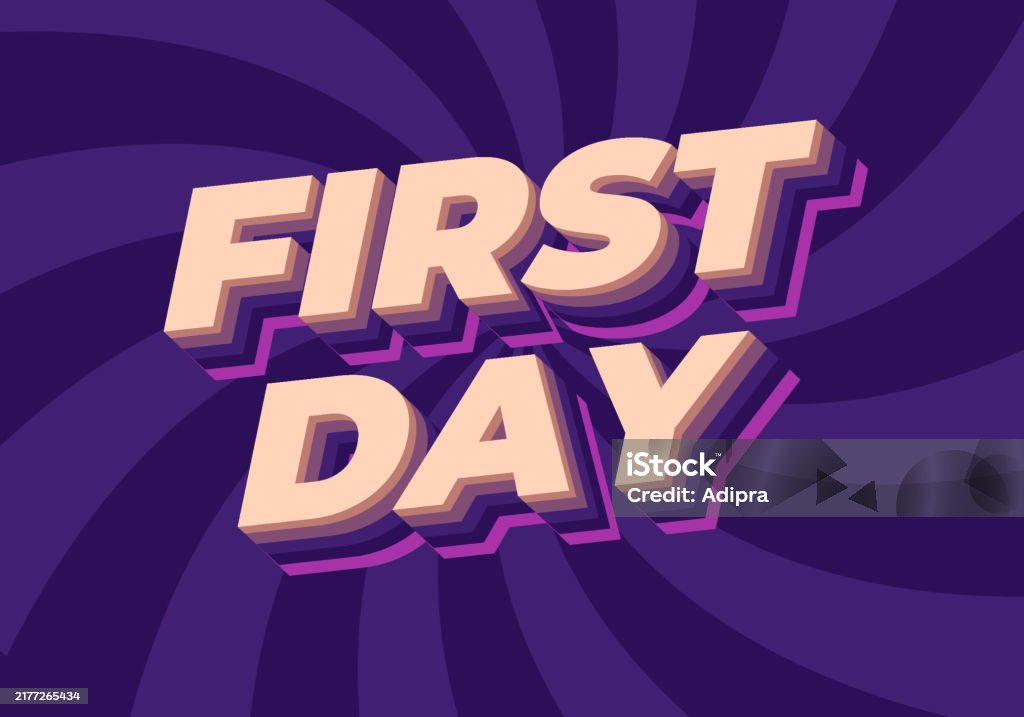 First Day Pattern Background First Day Text Effect In 3d Style With Modern Colors Stock Illustration ...