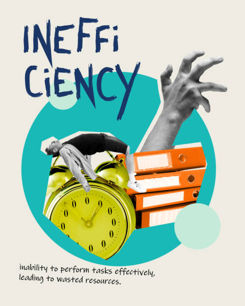 istock Contemporary art collage. Businessman lying on clock, unable to effectively perform tasks, leading to wasted time and resources. 2177267775