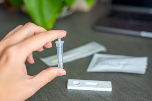 istock Rapid Antigen Test kit with all needed during swab COVID-19 testing. Coronavirus Self nasal or Home test, Autumn exacerbation of viruses 2177272979