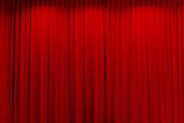istock red theater curtain that dropped down as a straight line. Background for inserting text, empty spaces. 2177274196