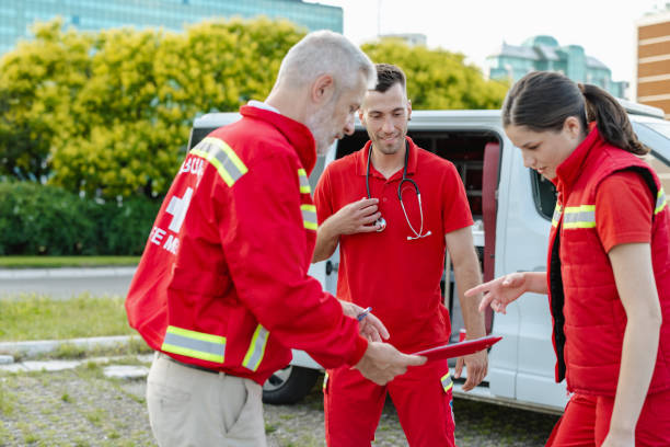 istock Emergency response team coordinating a rescue operation outdoors 2177274216