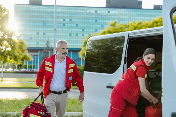 istock Paramedics walking outdoors on a sunny day 2177275304
