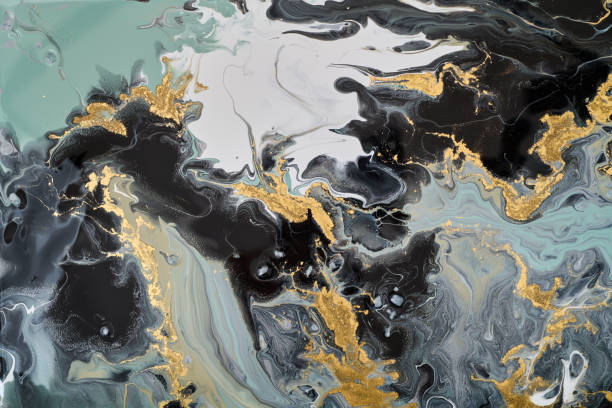 istock Intricate abstract piece blending  white and gold, inspired by organic forms and natural minerals. The dynamic textures and colors create a sense of movement, depth and marble 2177278317