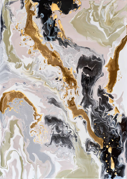 istock Intricate abstract piece blending  white and gold, inspired by organic forms and natural minerals. The dynamic textures and colors create a sense of movement, depth and marble 2177278356