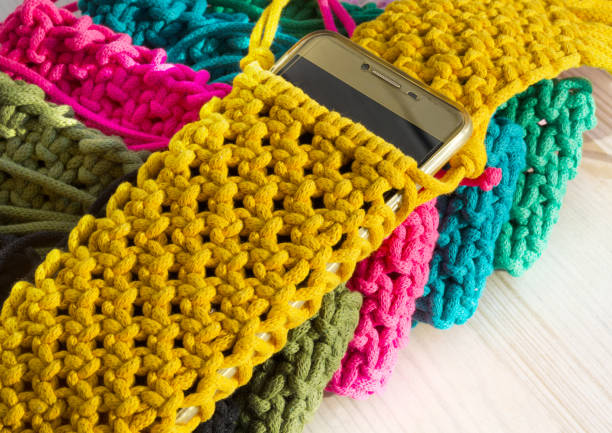 istock Handmade concept, hobby, background, fashionable online knitting course. 2177278638