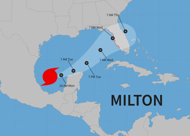 Hurricane Milton is taking aim at Florida. Vector illustration. EPS 10 Hurricane Milton is taking aim at Florida. Vector illustration. EPS 10 hurricane milton stock illustrations
