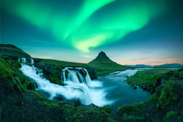 istock Panoramic view on Kirkjufellsfoss waterfall under incredible sky 2177291290