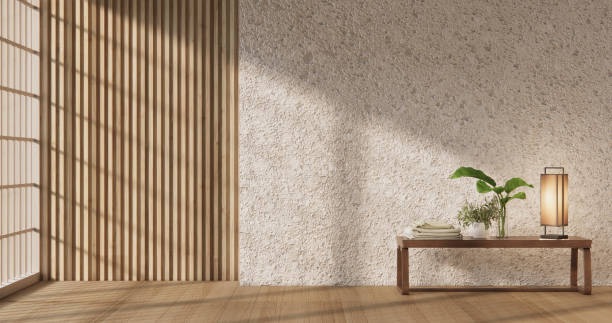 istock Empty room,Clean japanese minimalist room interior, 3D rendering 2177291396