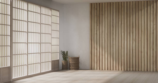 istock Empty room,Clean japanese minimalist room interior, 3D rendering 2177291652