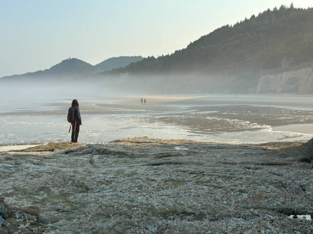 istock Young woman explores rugged coastline 2177294120