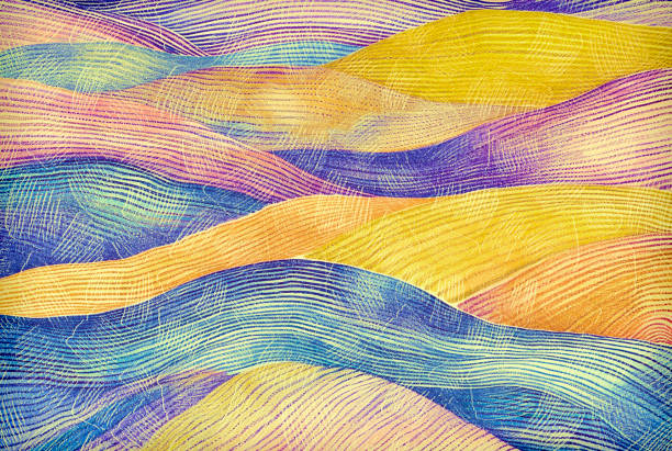 istock Multi-colored wavy stripes drawn with colored pencils with the texture of corrugated paper. 2177295389