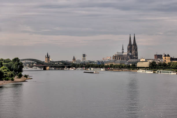 Koln, Germany - July 31, 2024: The Cologne Cathedral as seen from Rheinpark in Cologne, Germany
