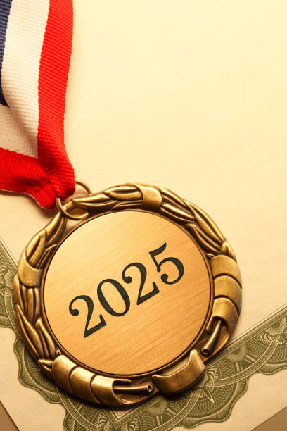 istock Gold Medal Engraved With 2025 2177297329