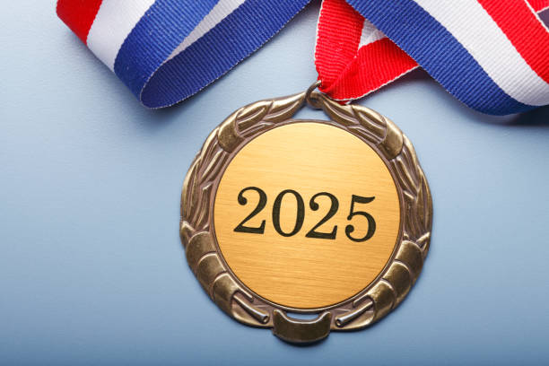 istock Gold Medal Engraved With 2025 2177297357