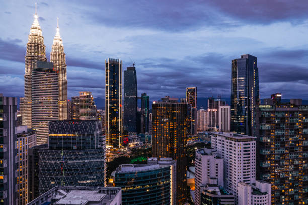 beautiful skyline at night in kuala lumpur, malaysia.