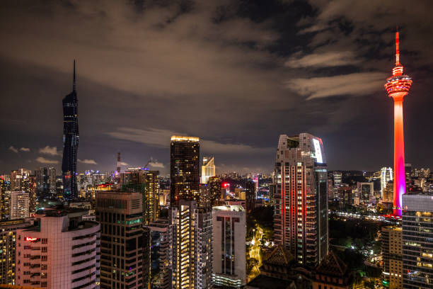 beautiful skyline at night in kuala lumpur, malaysia.